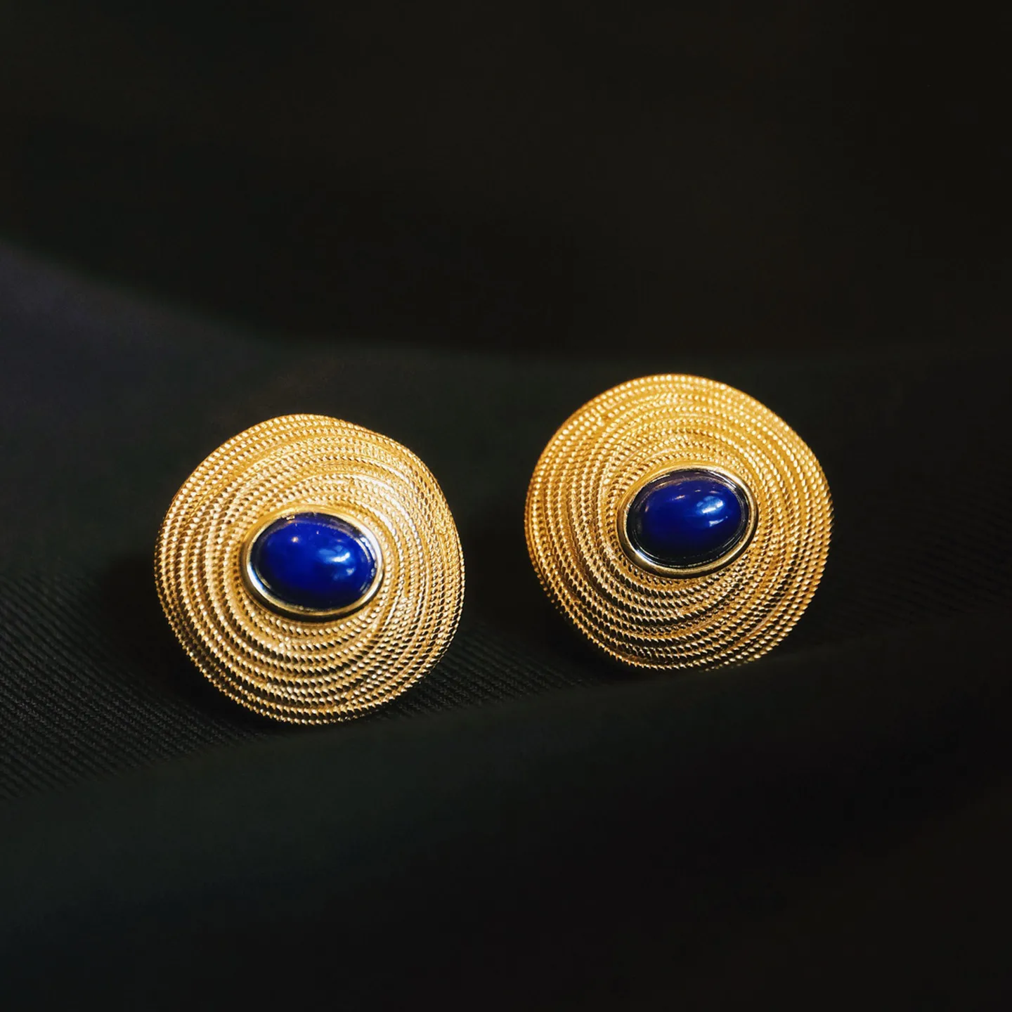 

Natural Lapis Lazuli 925 Silver Earrings, Vintage French Retro Studs, Elegant Gemstone Jewelry Gift for Women