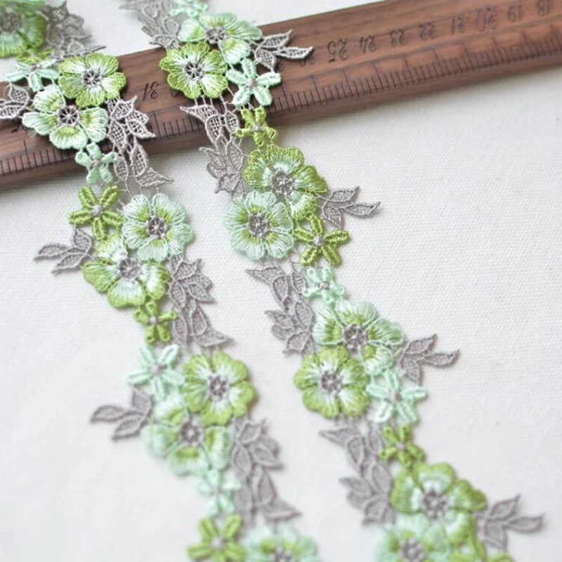 1 Yard Pink Purple Green Embroidery Fluorescent Rose Lace DIY Various Skirts Clothing Accessories 3CM Wide