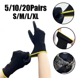 Black Nylon PU Coated Gloves Breathable Non Slip for Factory Machinery Gardening Woodworking Outdoor Safety Work Gloves