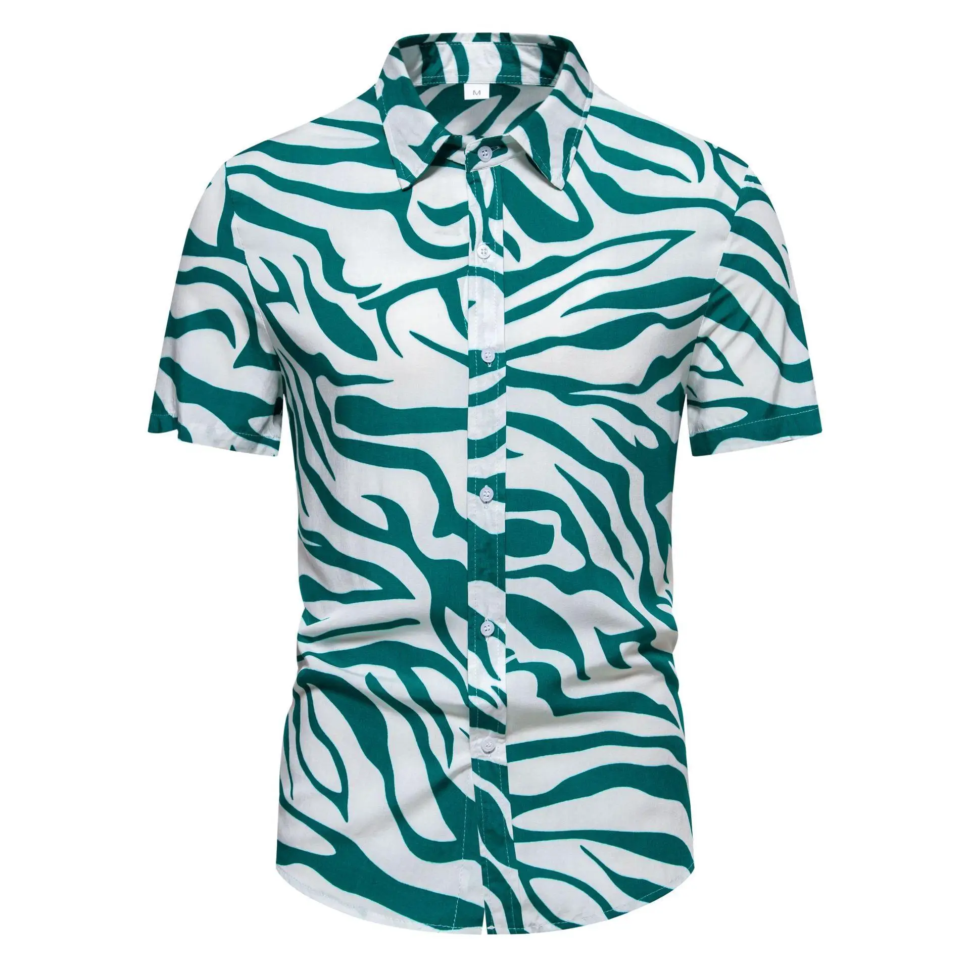 

Short Sleeve Printed Men's Shirt Asian Beach Style Floral Pattern Casual Cotton Shirt for Summer Vacation Inner Wear for Women