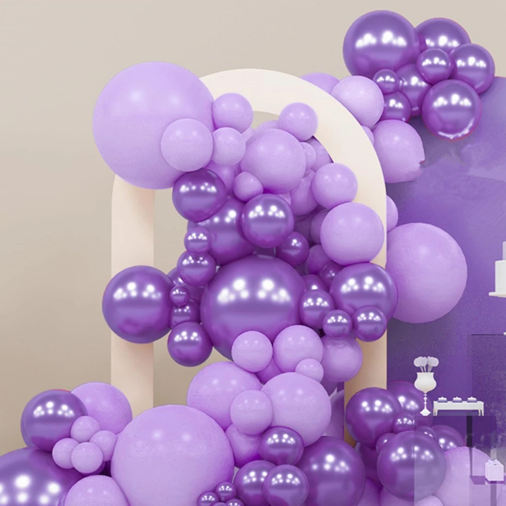 18 Inch 12 Inch 10 Inch 5 Inch Metallic Purple Latex Balloon Garland Arch Kit for Birthday Wedding Baby Shower Party Decoration