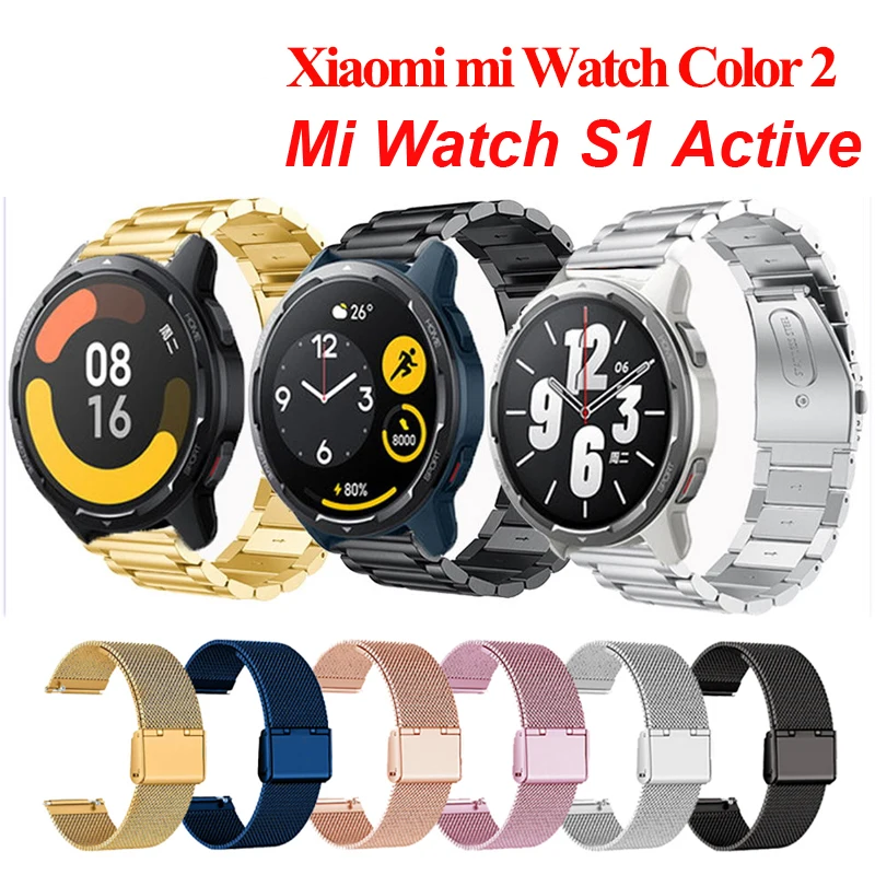 22mm Metal Band For Xiaomi Watch S1 Active Smart Watch Stainless Steel Strap For Mi Watch Color 2 /Mi Watch Color Sport Bracelet