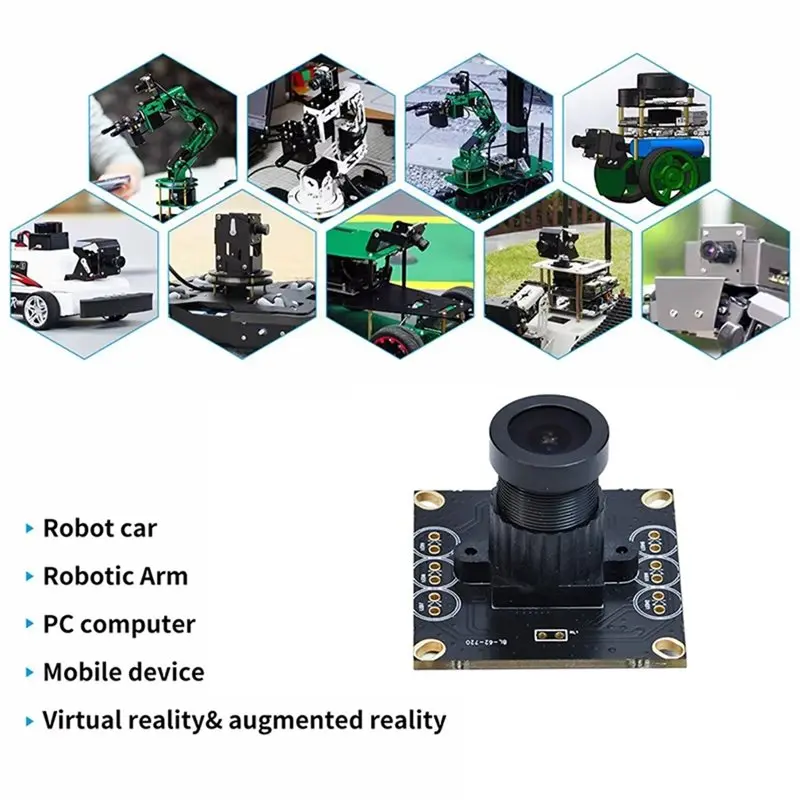

Модуль USB-камеры HD 720P 1MP 120 ° Широкоугольная плата FOV AI Vision без привода для Raspberry Pi Jetson, комплект для умного робота-автомобиля -【A74Z M】