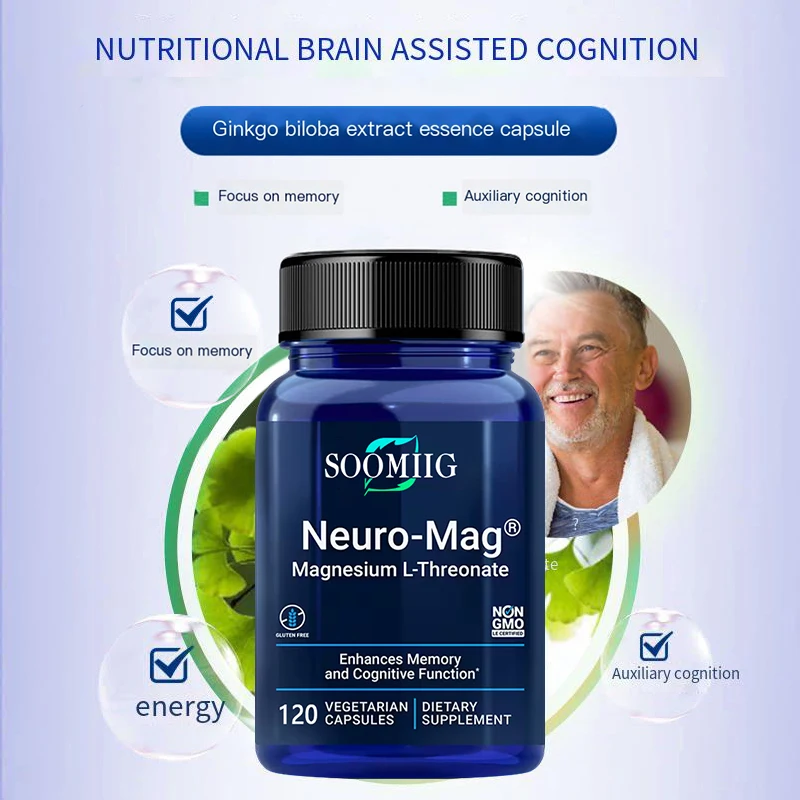 Magnesium L-Threonate - Ultra Absorbable Magnesium, Vegetarian Capsules, Helps Enhance Memory, Focus, and Overall Cognition