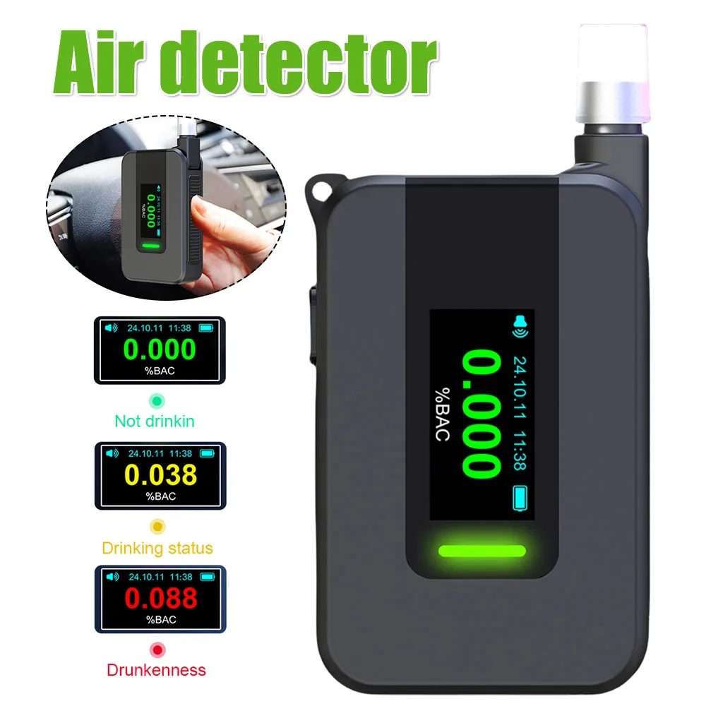 Electrochemical Alcohol Tester High Precision Non-Touching Blowing Breathalyzers Portable Alcohol Meter for Outdoors Expressway