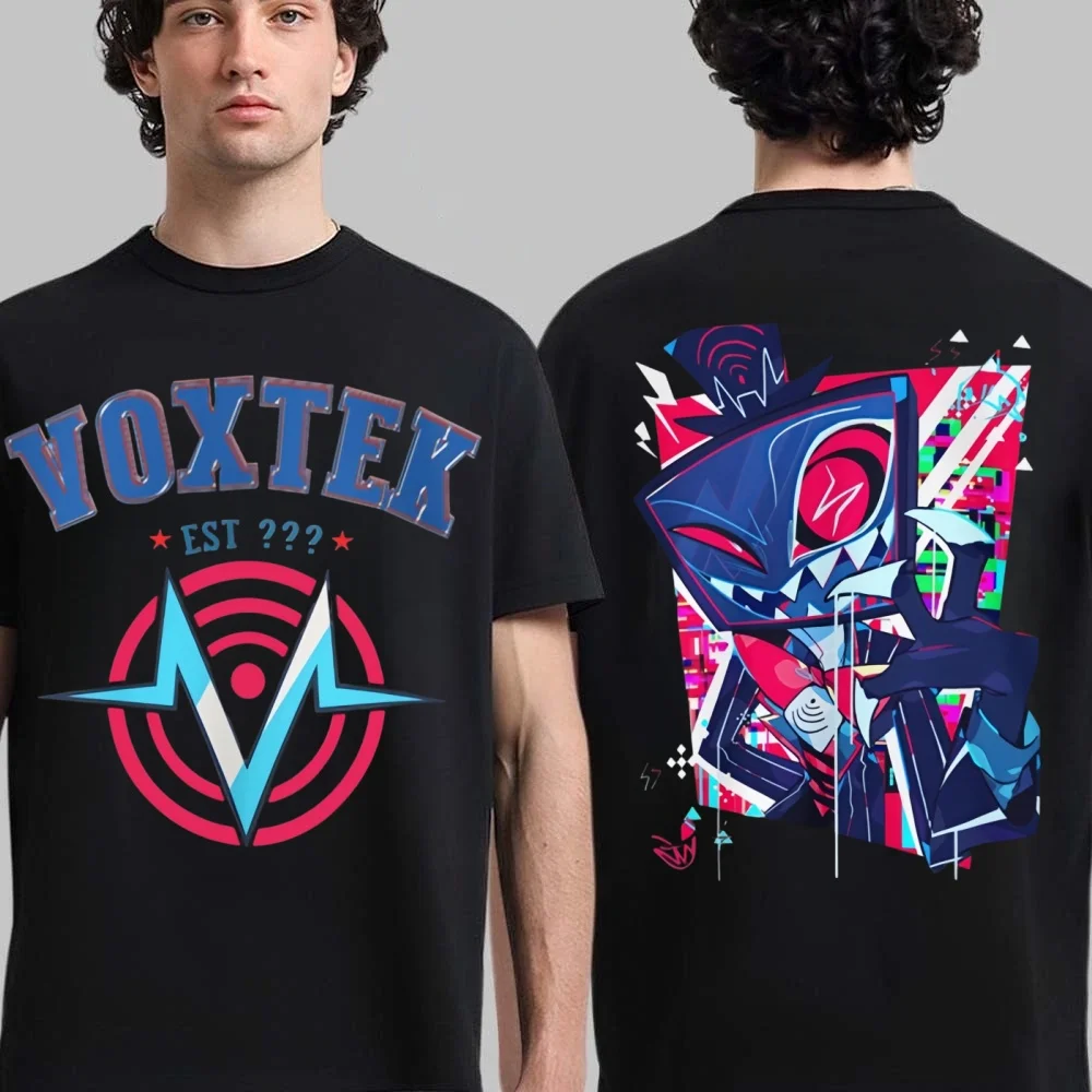 

New Hazbin Hotel VOX Men's 100%Cotton shirt Y2k anime Graphic Tshirts Harajuku style fashion popular street hawaiian Tshirt