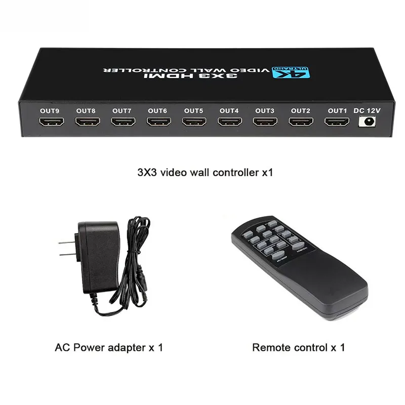 Imagem -06 - Video Wall Controlador 4k Hdmi Dvi tv Wall Controlador Processador 3x3 2x3 2x4 4x2 Lcd Tela Splicing Splicer Box com Rs232 4k Hdmi Video Wall Controller 3x3 in Out Hdmi Dvi Video Wall Processor 1x2 1x4 2x3 4x 3x3