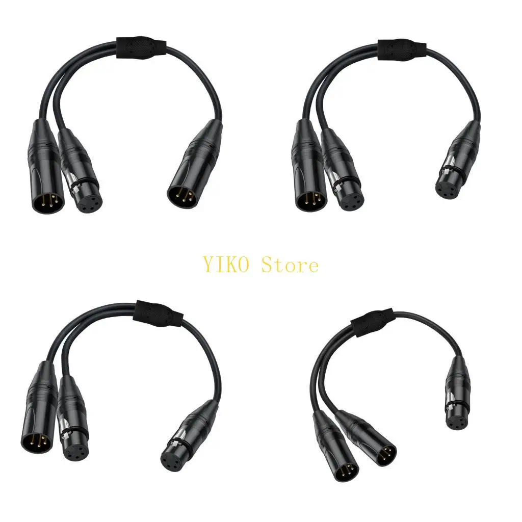 4Pin XLR Cable XLR Y Splitter Cable Mic Cord for Double Channel Sound Signal Distribution in Recording and Broadcasting