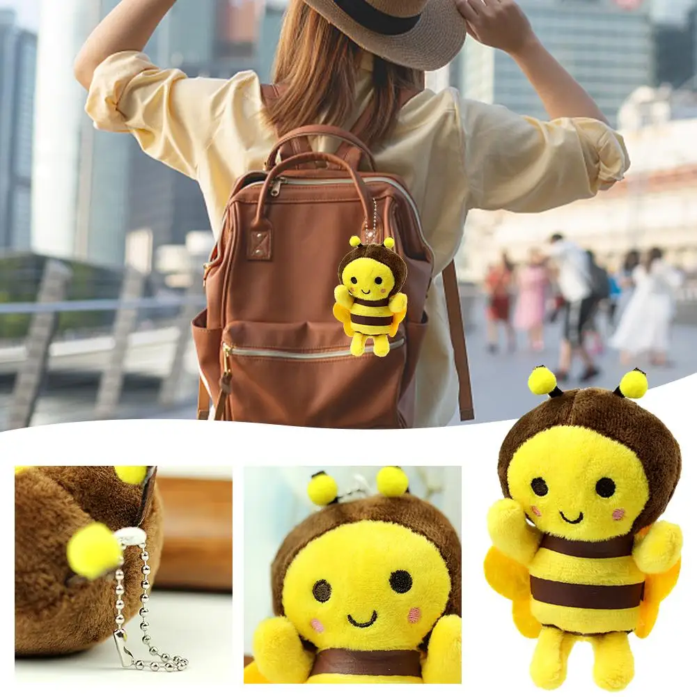 12cm Bee Plush Toy Animation Bee Festival Gift Pendant Activity Decoration Small Bag Keychain Backpack Pendant D4k6