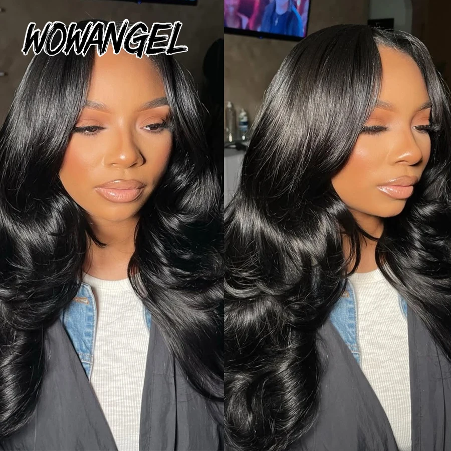 WOWANGEL 34in 5x5 HD Parrucche con chiusura in pizzo 250% Onda del corpo Glueless Parrucche Capelli umani Pronti da indossare Pelli Fuste Capelli brasiliani Remy