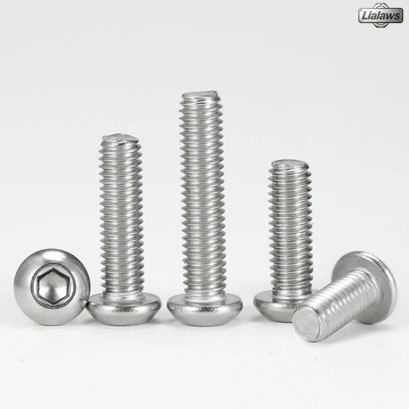 304 Stainless Steel Round Button Head Hexagon Socket Screw Allen Key Head Bolt for Furniture Assembly M1.6 M2 M2.5 M3 M4 M5