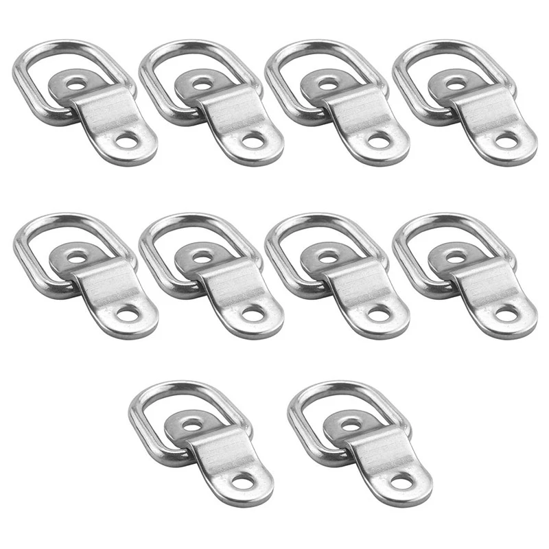 

10 Pack D Ring Tie Downs, 1/4Inch Heavy Duty Tie Down D- Rings Anchor Lashing Ring For Loads On Boats,Trailers Trucks RV