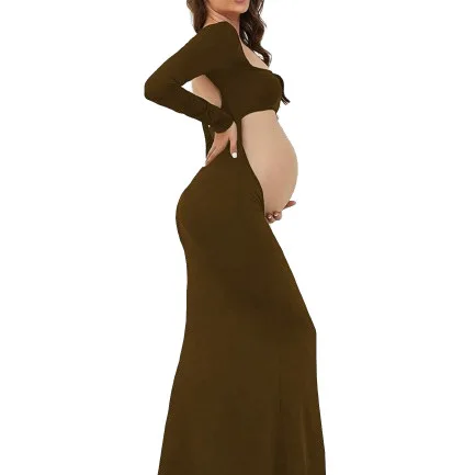 Maternity Photo Photo Clothing Elastic Maternity Dress Fishtail Skirt Carved Back Belly Mopping Skirt