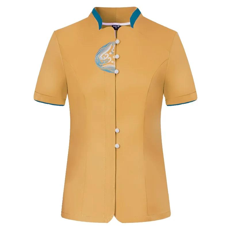 Restaurant Waiter Work Uniform Short Sleeve Fast Food Farmhouse Tea House Employee Shirt Unisex Summer Outfit