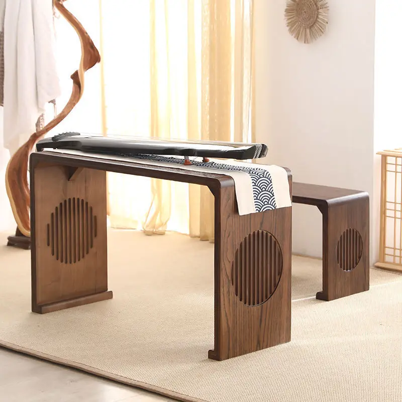 Chinese guqin table stool solid wood calligraphy table Sinology antique calligraphy and painting table
