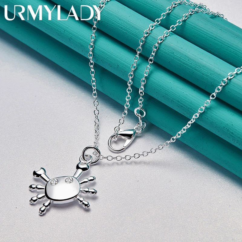 URMYLADY 925 Sterling Silver Crab 16/18/20/22/24/26/28/30 Inch Pendant Necklace For Women Wedding Gift Jewelry