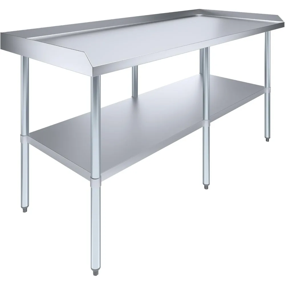 Commercial Work Table with Backsplash and Sidesplashes Stainless Steel Prep Table for Kitchen, Restaurant, Garage, Laundry