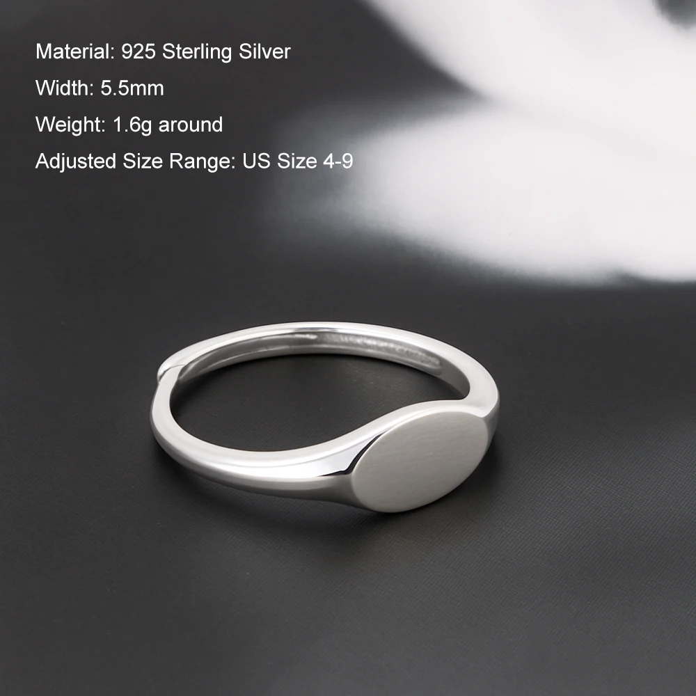 Real 925 Sterling Silver Custom Engraved Signet Ring for Women Men Minimalist Pinky Thumb Ring Elegant Personalized Jewelry Gift