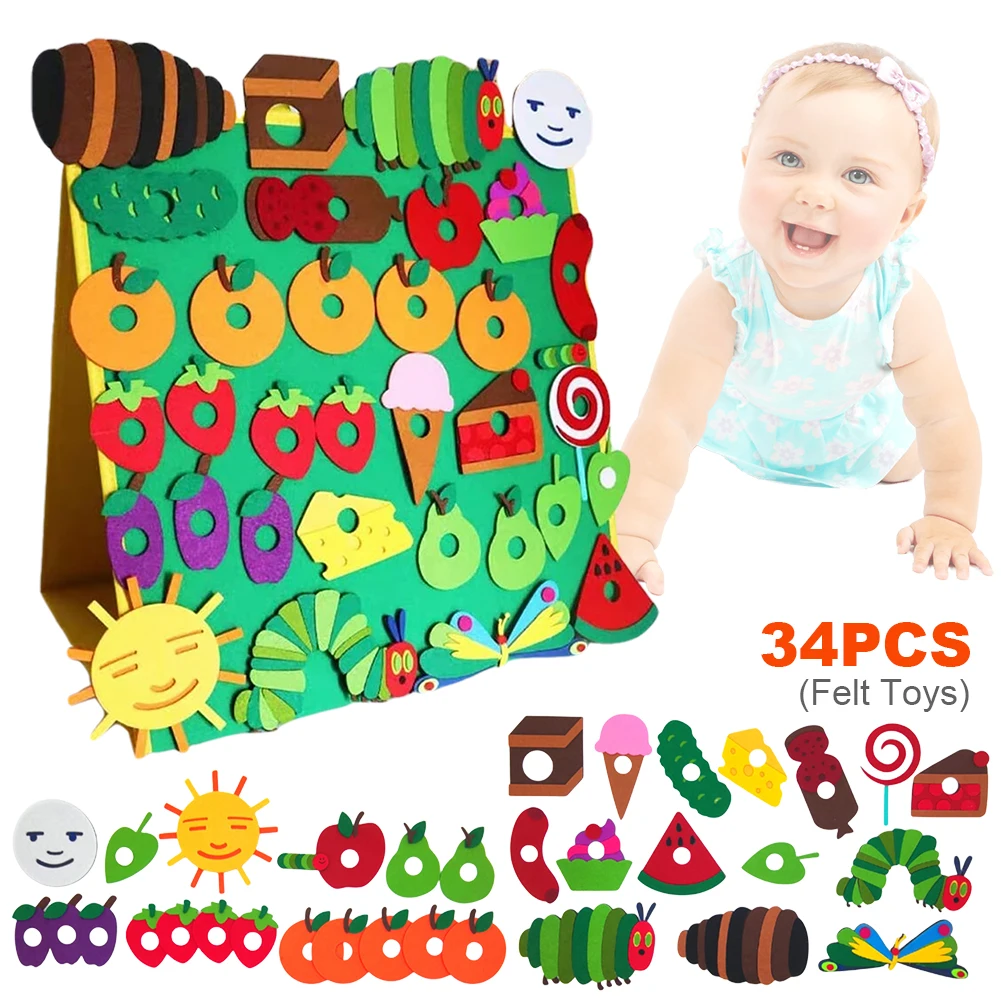 Hungry Caterpillar Toy Hungry Caterpillar Plush Toy Felt Toys Interactive Teaching Fun Felt Play Felt Board Figures for Toddlers