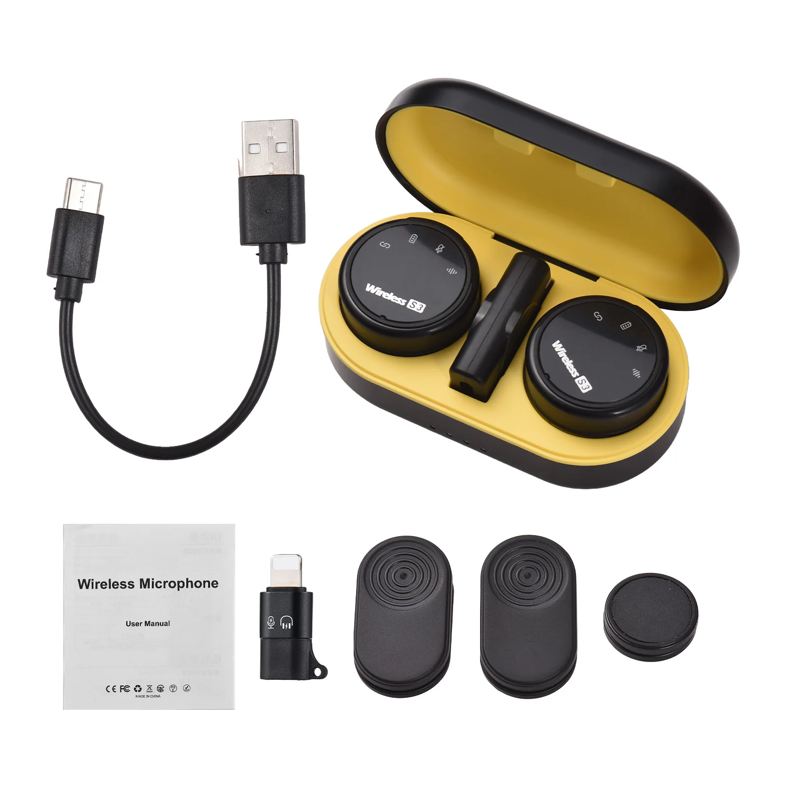 Wireless Lavalier Microphone Dual Microphone Magnetic Suction Wearing Noise Reduction No Delay Type-C with Rechargeable