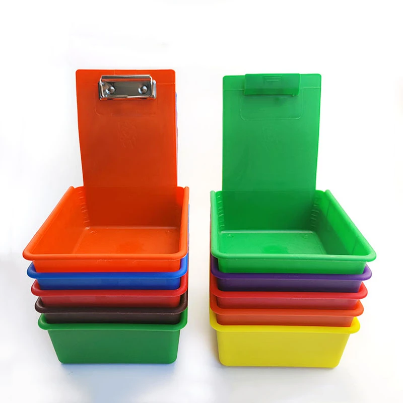 10pcs Dental Lab Storage Box Colourful PP Plastic Work Tray Pans Durable Case With Clip Holder Dentistry Tool Material