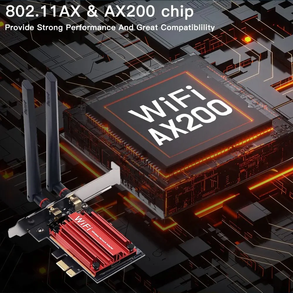 2974 Мбит/с Wi-Fi 6 AX200 для Bluetooth 5,2 двухдиапазонный 2,4G/5G беспроводной PCIe Wi-Fi адаптер 802.11AX Wi-Fi 6 карт для ПК Windows 10/11