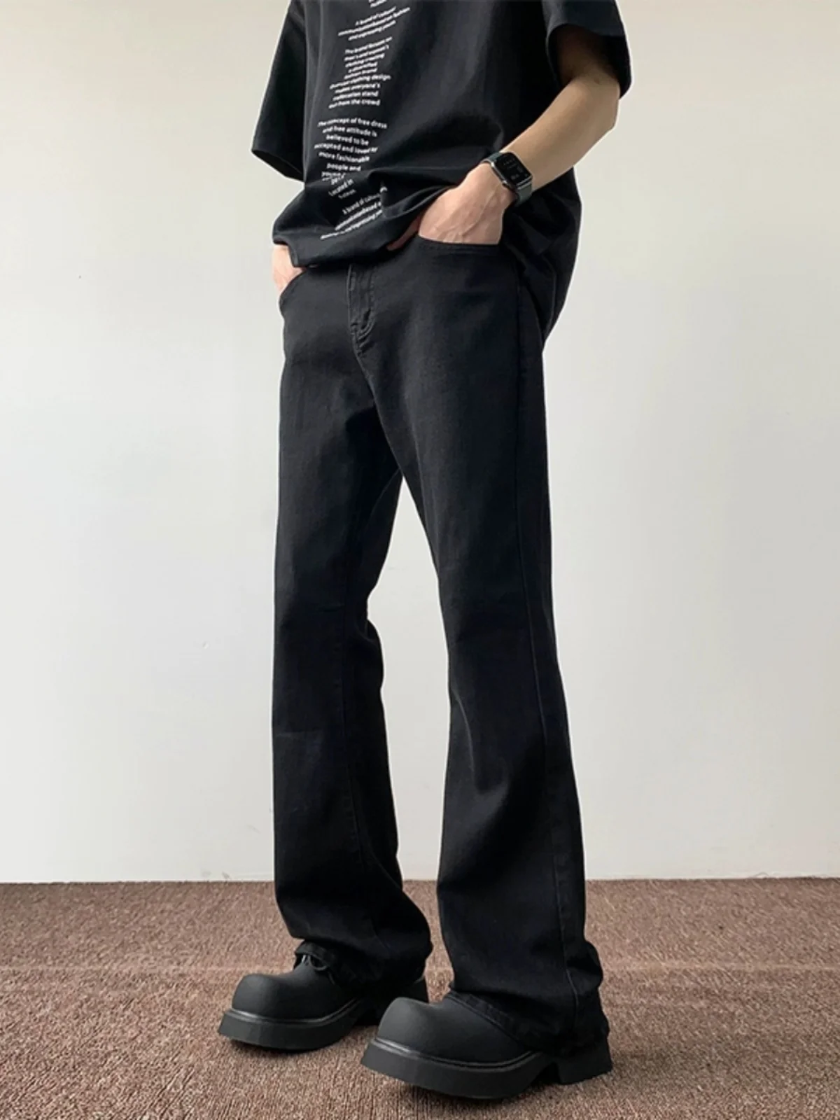 

Cleanfit Bla Dad oes Men's Spring Autumn Straight Leg Jeans Slimming Flared Pants Faionable High Street Sle Jeans