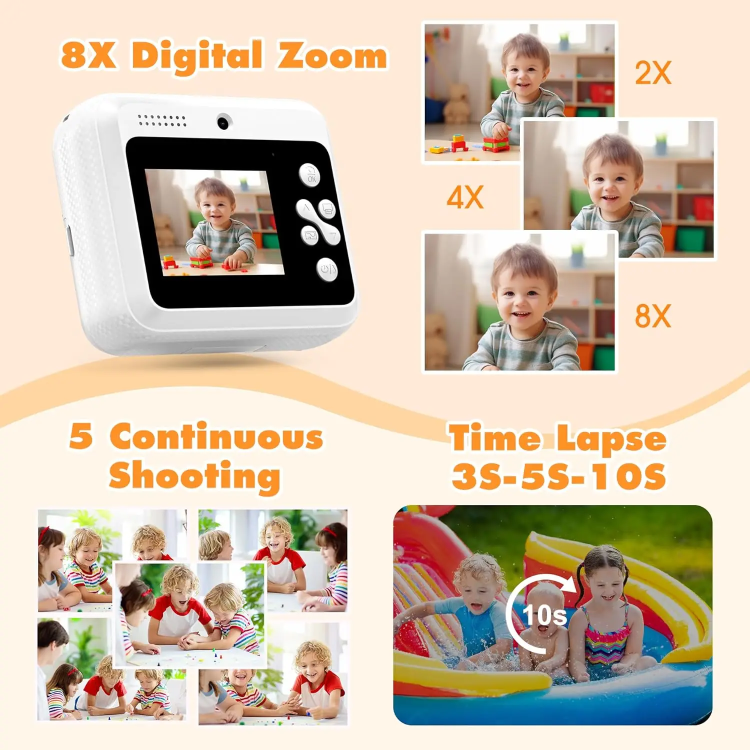 High Definition Digital Camera For Children's Photography Portable Thermal Printer Kids Camera 1080P HD Video Capture Toy Gift