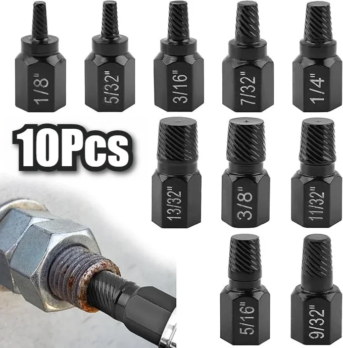 10Pcs Screw Extractor Drill Bit Set Alloy Steel Damaged Screw Remover Multi-Spline Bolt Screw Extractor Broken Bolt Extractor