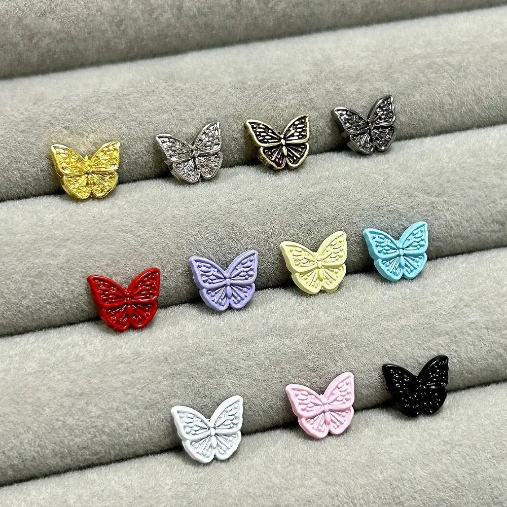 40Pcs 8mm Mini Doll Butterfly Buttons Doll Clothing Sewing Accessories Ultra-Small Butterfly Buckles Doll Bags Belt Coat Buckles