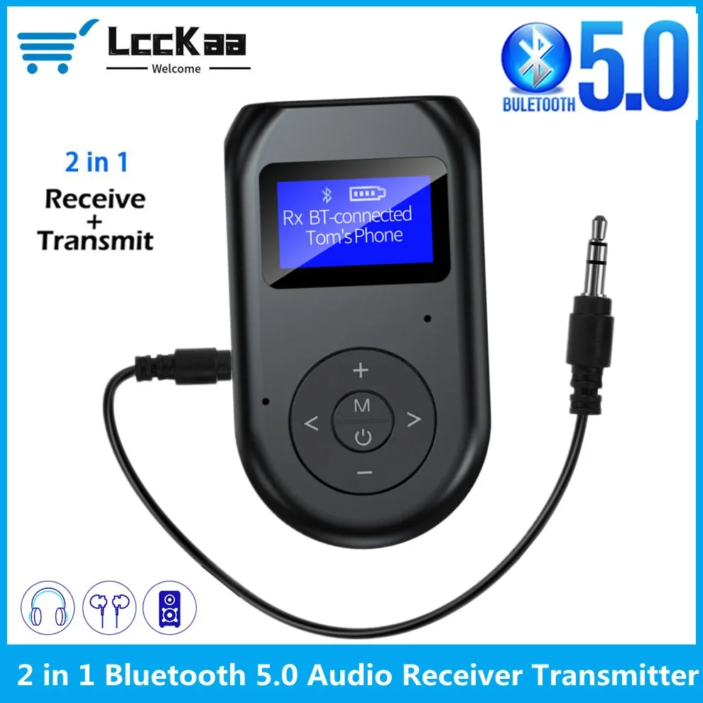 2 in 1 Bluetooth 5.0 Audio Receiver Transmitter Stereo AUX 3.5mm Jack Audio Wireless Bluetooth Adapters Dongle For Car TV PC