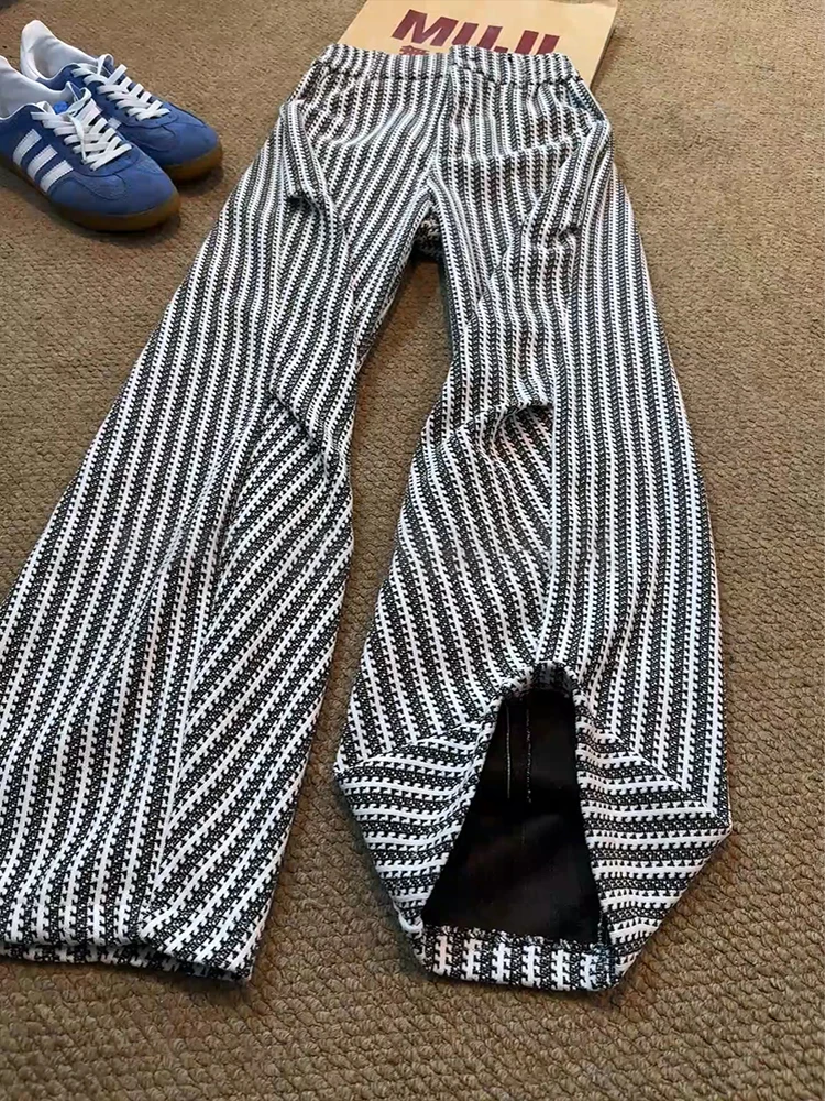 

Мужские повседневные брюки Fibone в полоску в американском стиле High Street, осенние, прямые, свободного кроя, для отдыха