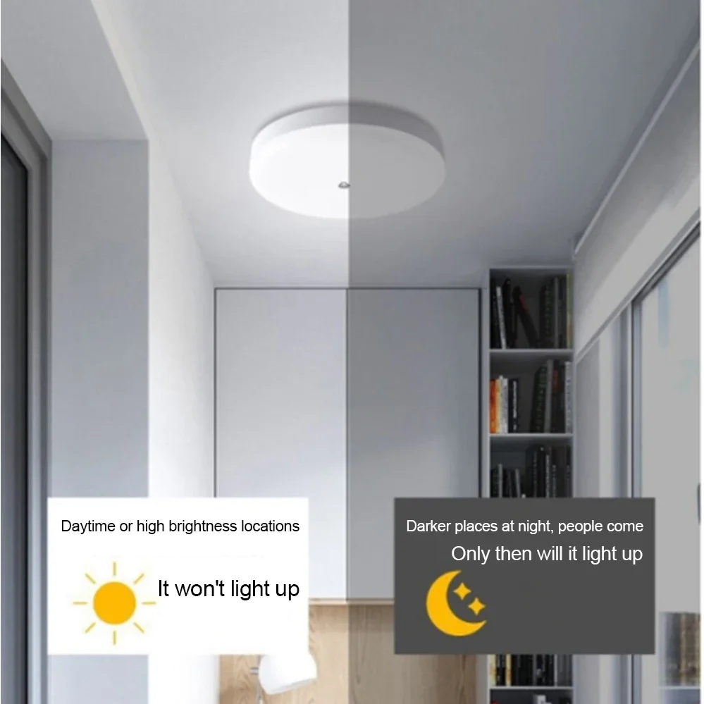 محس حركة مصباح السقف 12 واط 18 واط PIR كاشف حركة إضاءة السقف الحديثة للممر المرآب درج شرفة التيار المتناوب 220 فولت ﻿