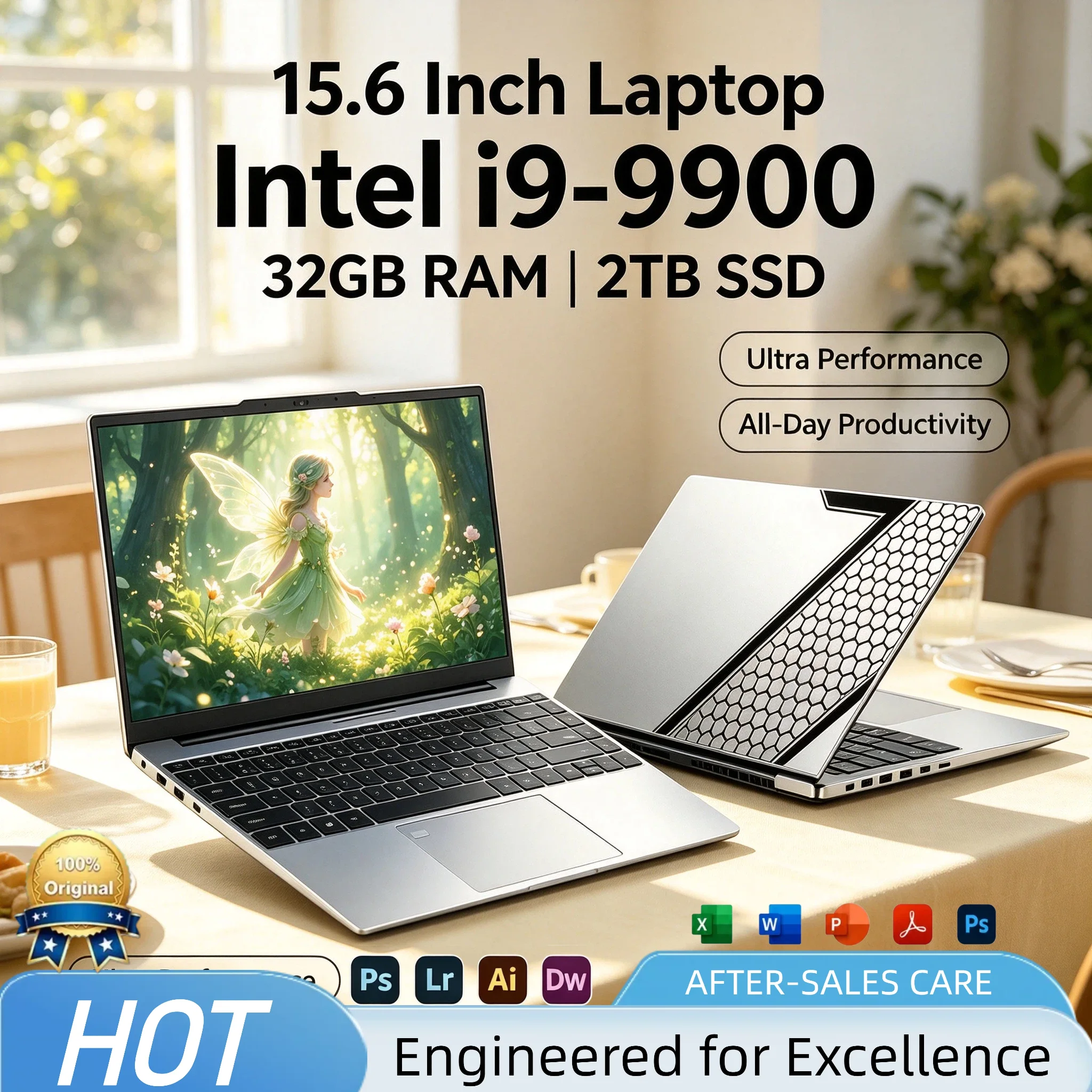 Intel Core i9-9900 15.6 Inch Laptop 8C16T 5.0GHz UHD 630 16GB RAM 2TB SSD Gaming High Performance Mobile Workstation Pro