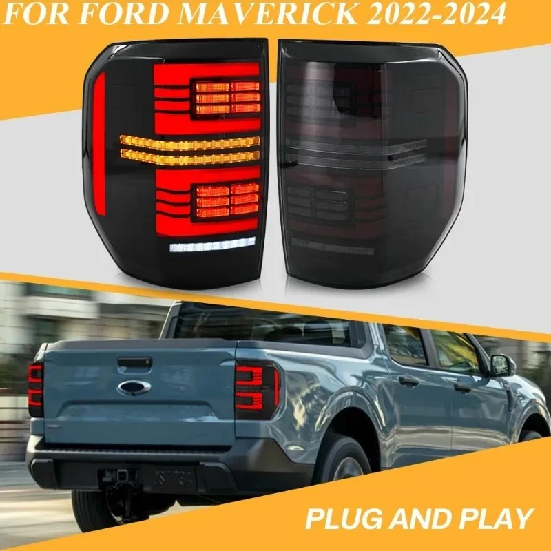 

Для Ford Maverick Lariat XL XLT 2022-2024 черные светодиодные задние фонари пара с последовательным указателем поворота