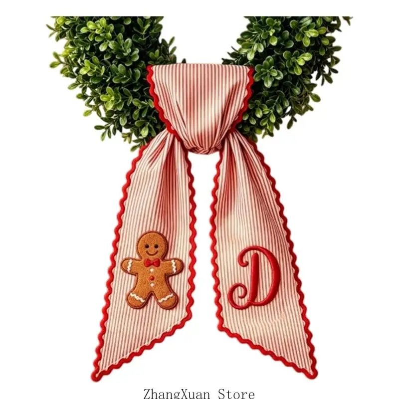 Weihnachtskranz-Schärpenband, langer Schwanz aus Polyesterstoff mit rot-weißen Nadelstreifen für Türen, Bäume und Geschenke, 3 x – Detail 10