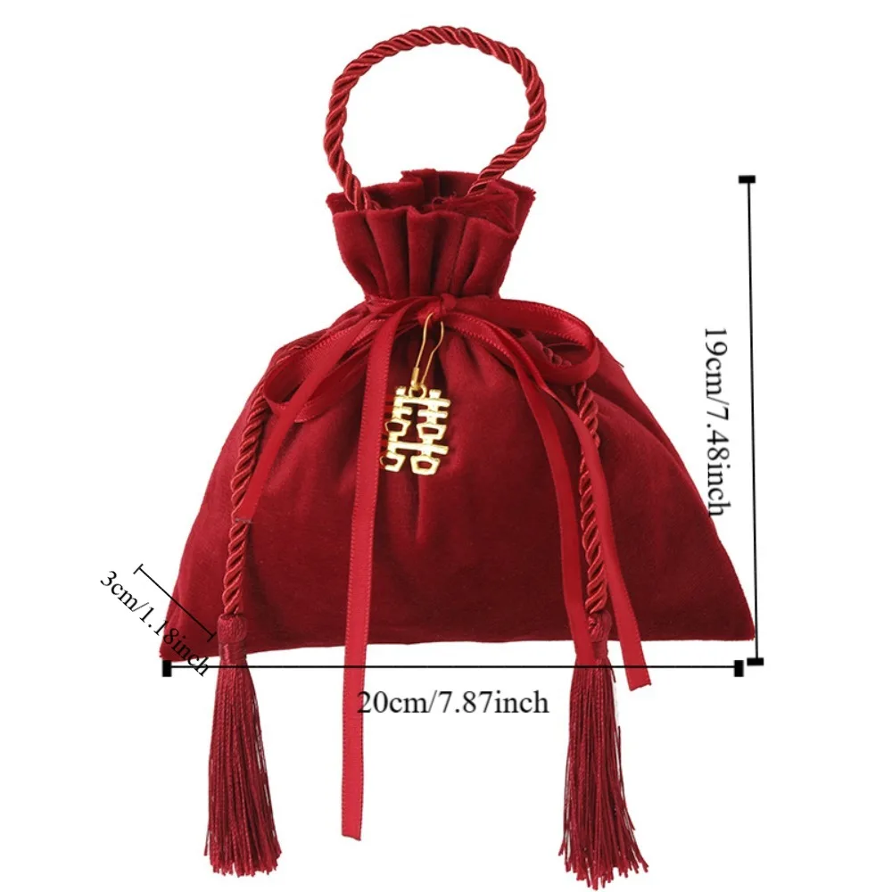 Jewelry Organizer Chinese Drawstring Candy Bag Velvet Traditional Flannel Gift Bag Wine Red Exquisite Wedding Gift Bag Party