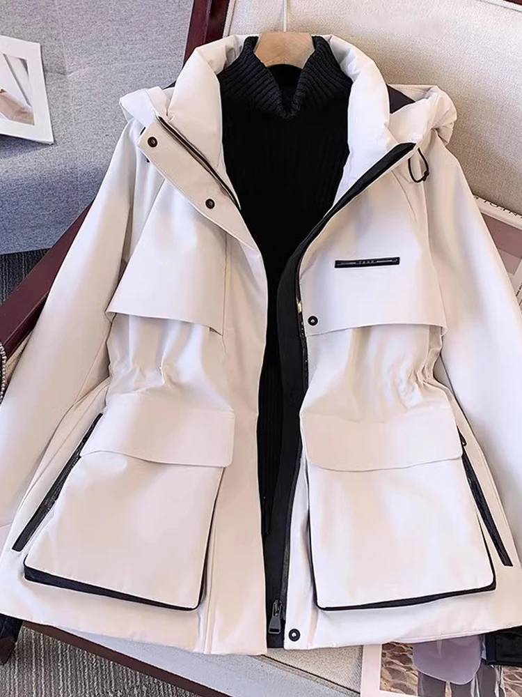 

Trendy Oversized down Jaet Casual Sli All-Match Parka Sle Winter Coat Outerwear Polyester Fabric Thiened Zipper Clo...