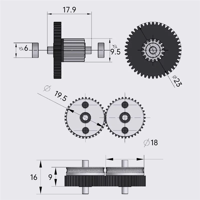 

0Z-для CR10 Ender 3 CR6 VORON HGX LITE Экструдер с двойной передачей Жесткая сталь Редукторный мотор-редуктор Запчасти для 3D-принтера Аксессуары