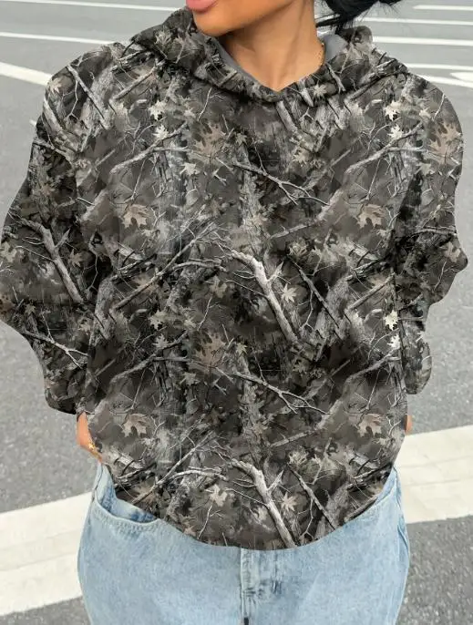 

Women's Hoodie New Floral Hoodie Hooded Trendy Fashion Casual Loose Long Sleeved Top Street Retro Casual Hoodie