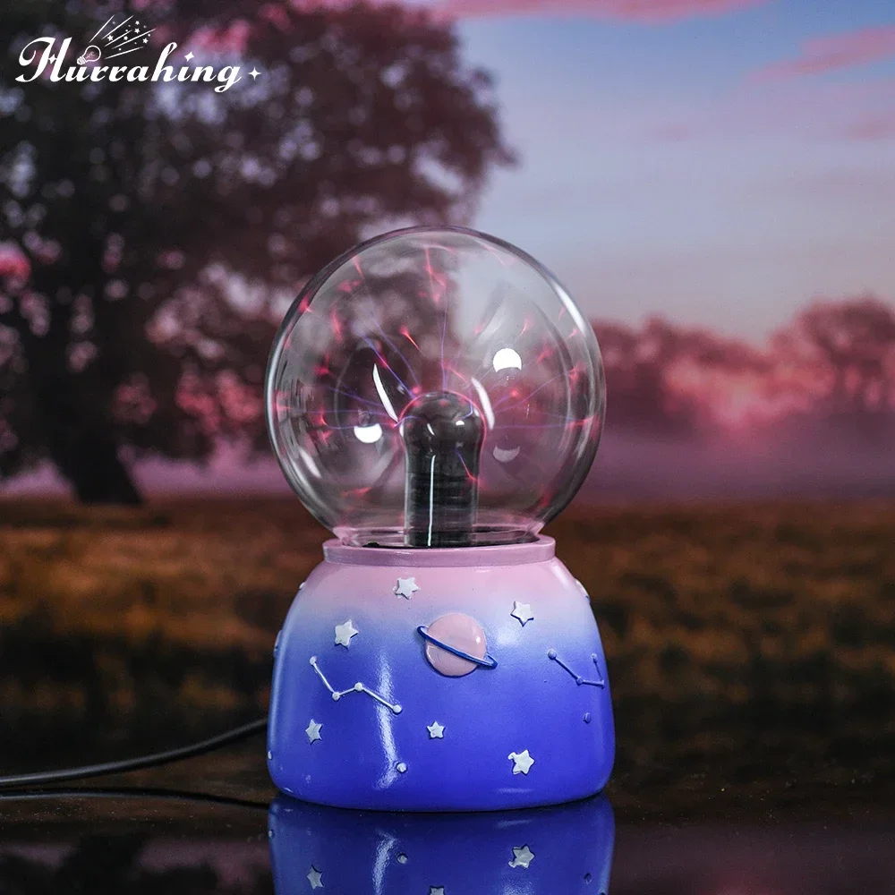 

4-дюймовая плазменная лампа со звездным светом, волшебный шар-молния с сенсорной активацией, крутое украшение для рабочего стола в помещении с научной тематикой