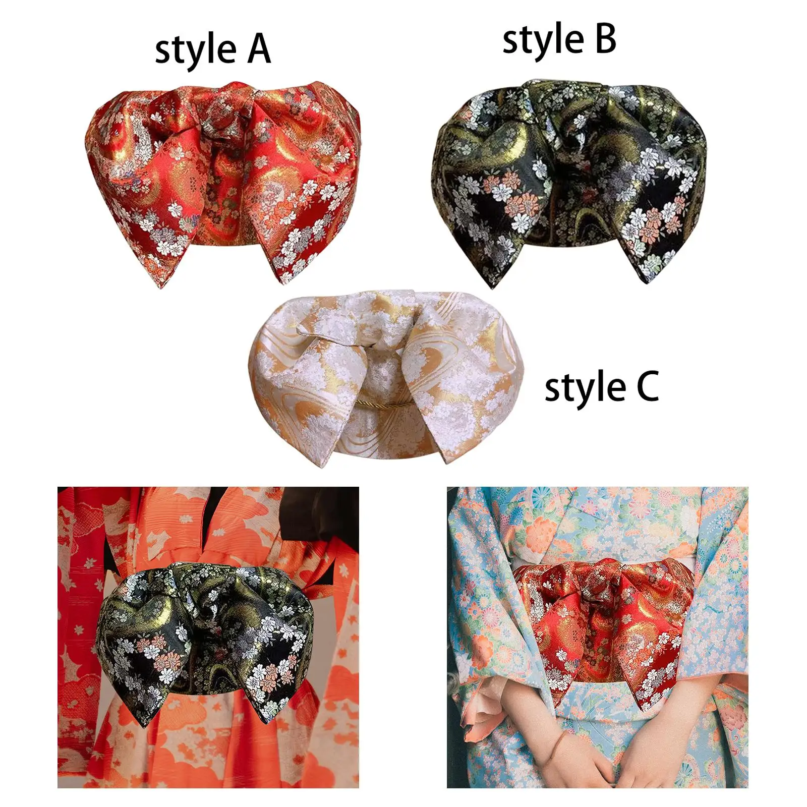 

Японское кимоно с уплотнением на талии, женский пояс с бантом Оби, традиционный классический пояс для гейши, галстук-бабочка, пояс