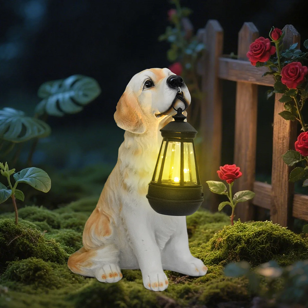 

NEW Atmosphere Puppy Resin Solar Outdoor Home Courtyard Corridor Path Garden Statue Decoration Garden Statue Handicrafts