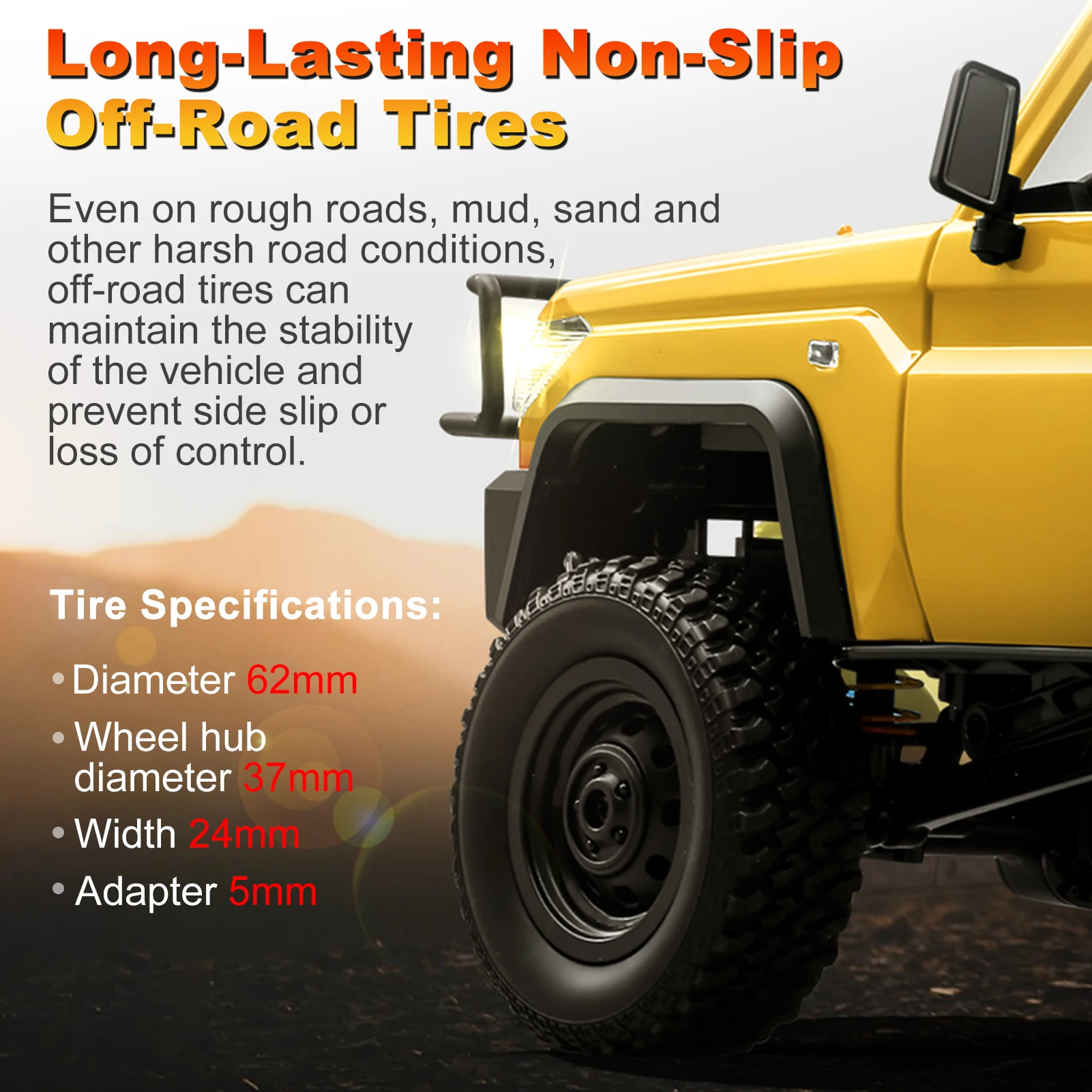 Grue de camion télécommandée, chenille télécommandée 4WD à l'échelle 1:12, camionnette jouet tout-terrain 2.4Ghz avec lumières, roue tout Terrain