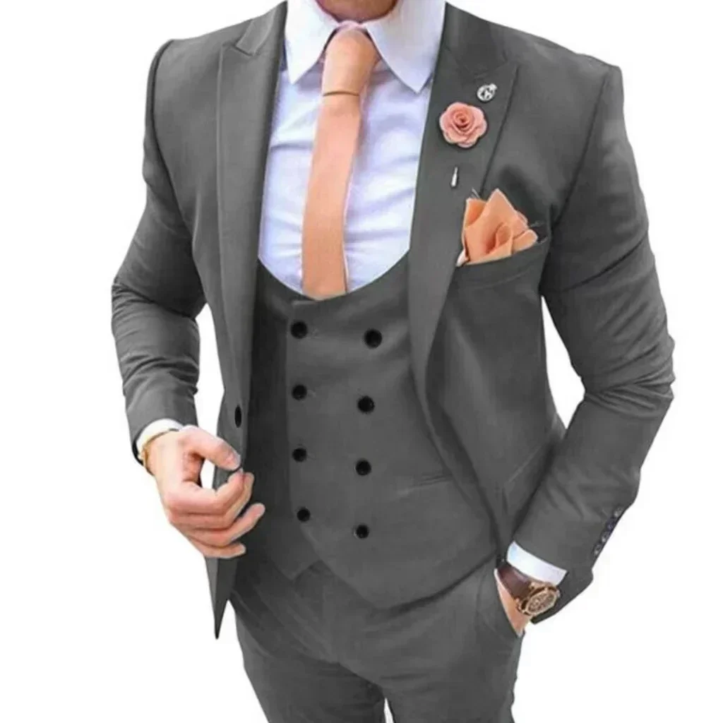 three-piece groom suit,solid color formal business suits,blazers man,One Button,Banquet,men's suit for wedding ,Evening Party,