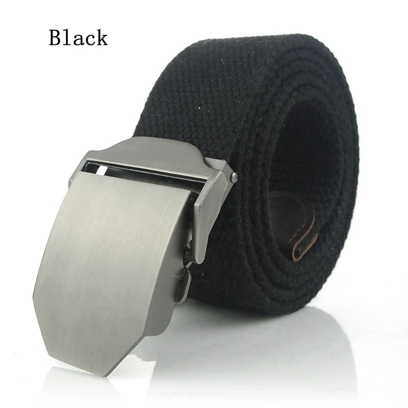 Men Military Style Canvas Belt Auto Lock Buckle Thick Denim Texture Waist Strap Vintage Country Fashion Waistband Men Casual Wea
