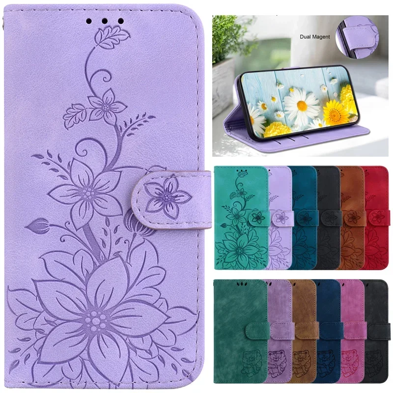 For Samsung Galaxy A05S Case Luxury Floral Leather Flip Phone Case on For Etui Samsung A05s A 05S A15 SM-A057F Wallet Cover Capa