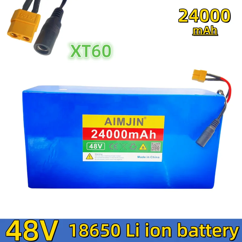 48V Battery Pack 24Ah 18650 Lithium Battery 1000W High Power 54.6V Electric Scooter Battery Built-in 50A BMS