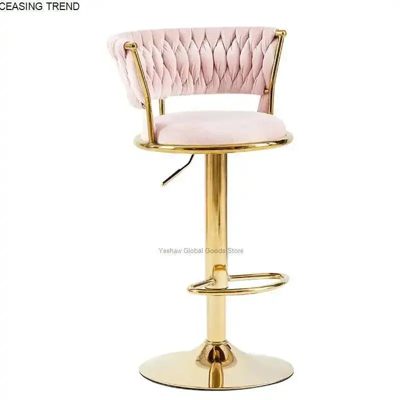 

Вращающийся подъемный барный стул, табурет на высоких ножках, скандинавская мебель, эргономичная спинка, бархатные барные шезлонги, мебель для дома