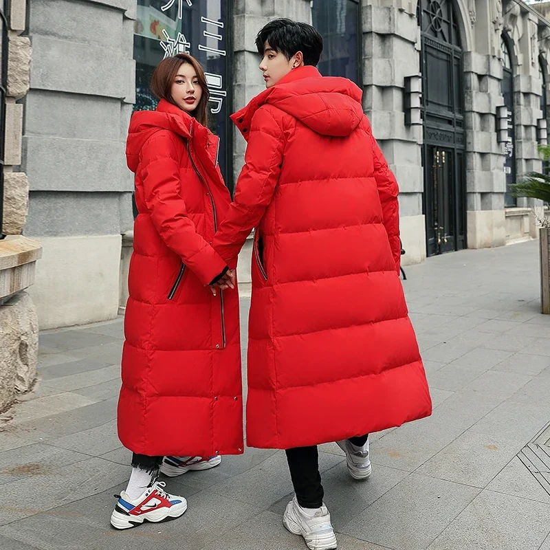 2023 New Coed Winter Cold resistant Down Jacket -30 High Quality Men\'s Women X-Long（Winter) Warm Fashion Brand Red Parkas S-5XL